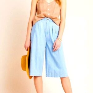 Anthropologie Pilcro High Rise Chambray Culottes